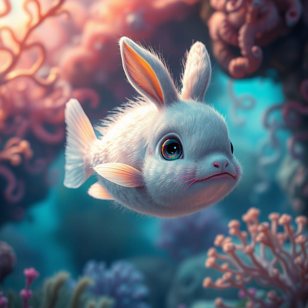 Dreamy Bunny Fish in Vibrant Underwater Wonderland