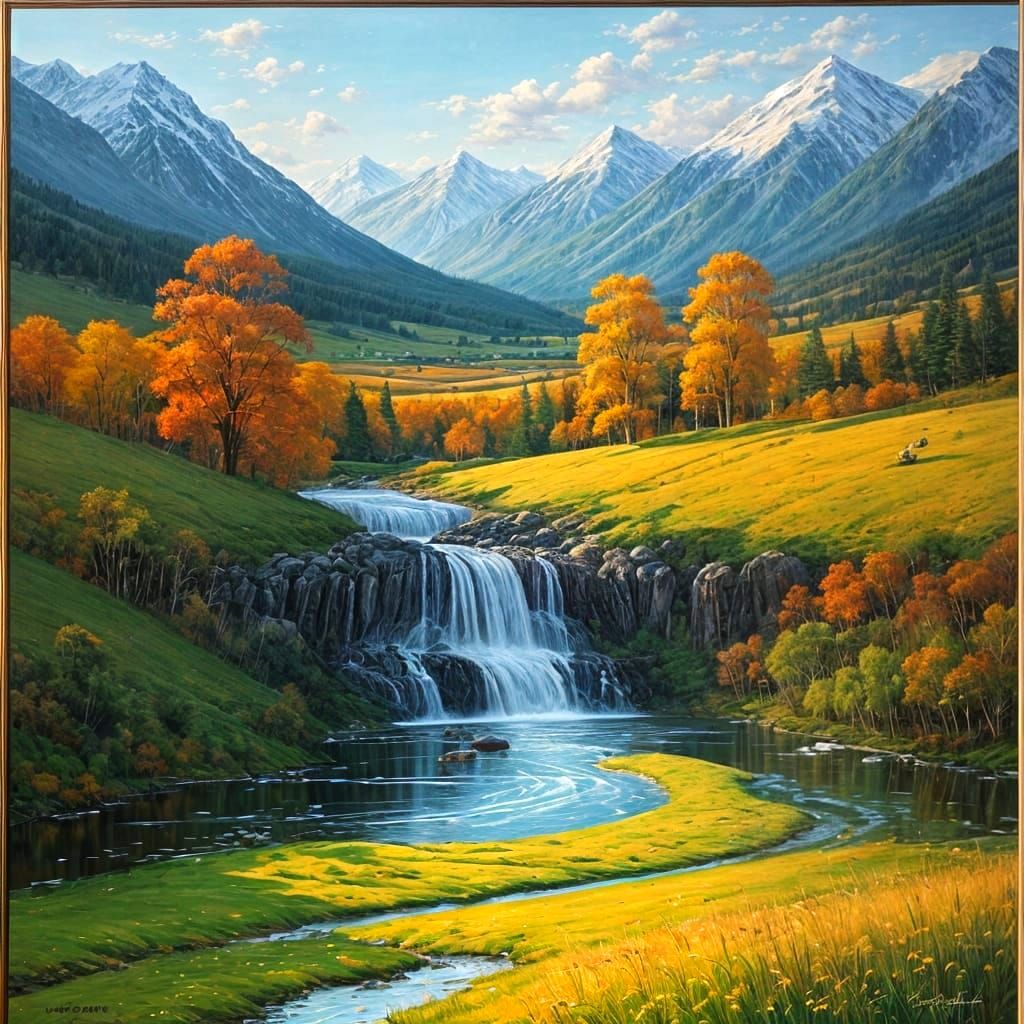 Textured Landscape Painting with Masterful Brushstrokes