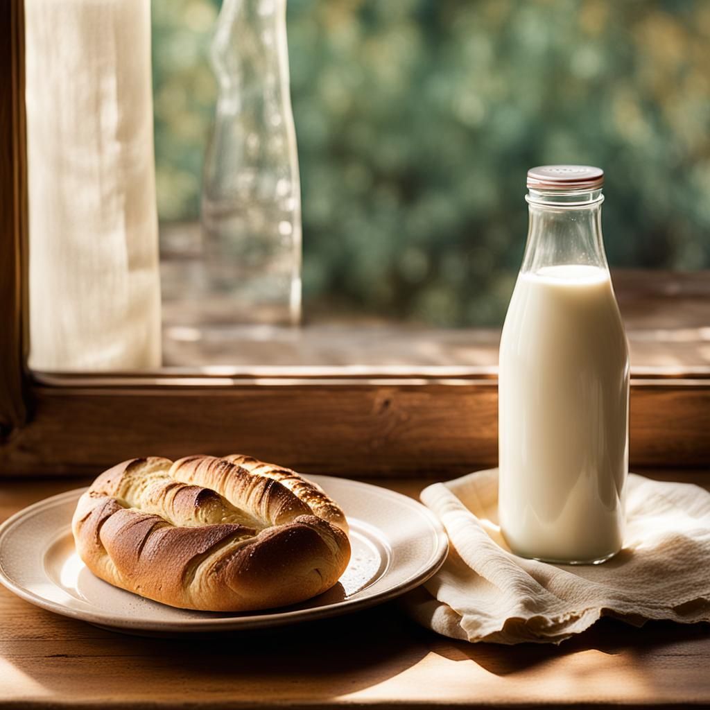 Cozy Still Life with Bread and Milk