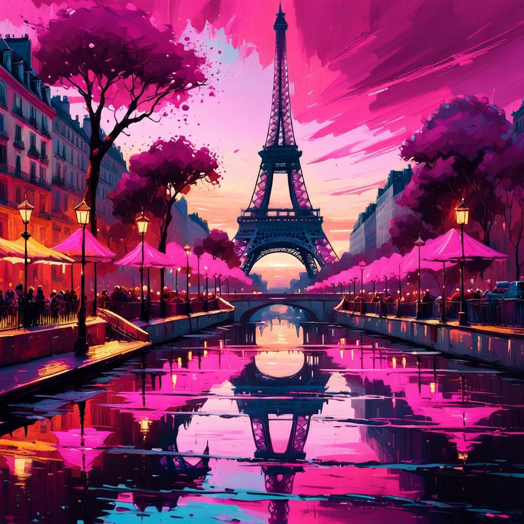pink eiffel tower