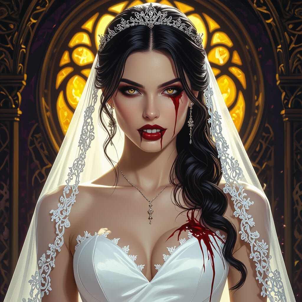 Hyperdetailed Vampire Bride in Dark Fantasy Art