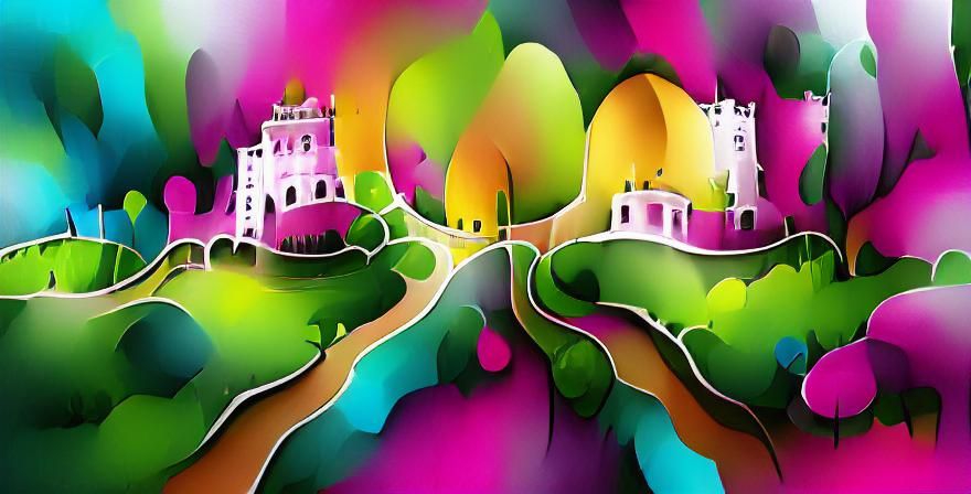 Pena Palace and Gardens: Vibrant Vector Graphics