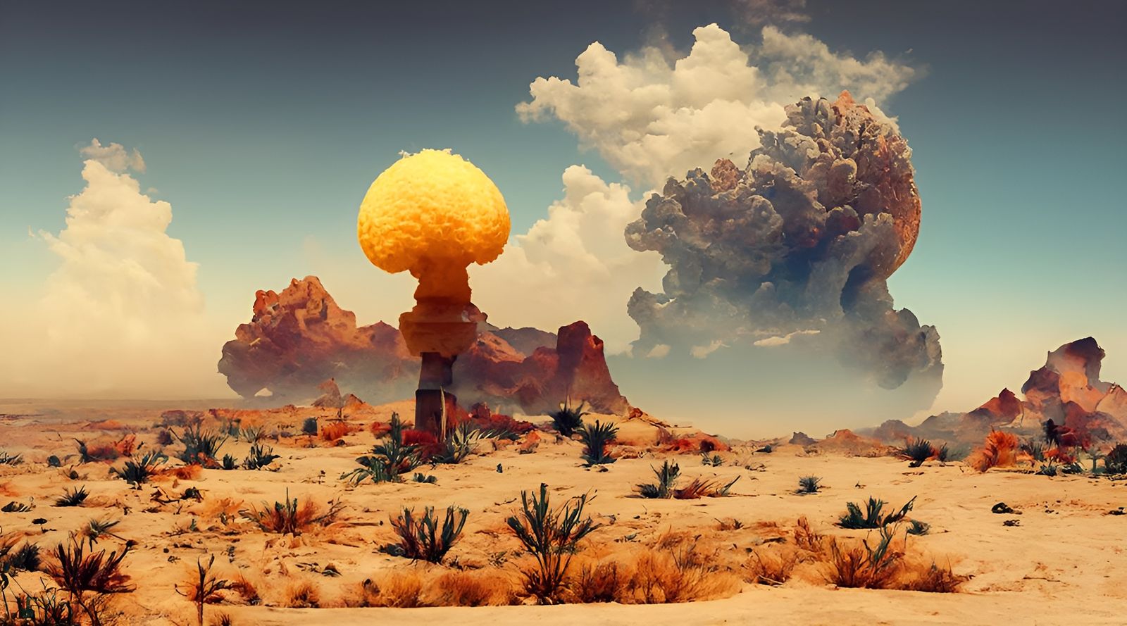 Desert Nuclear Explosion Inspired by Knab and Mandelbrot