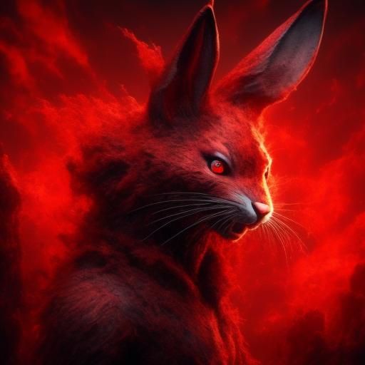 Creepy Red-Eyed Jackrabbit with Long Ears