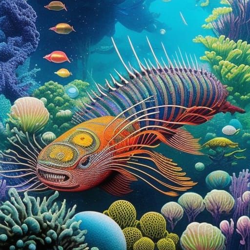 Alien Aquatic Life on a World with Eleven Moons