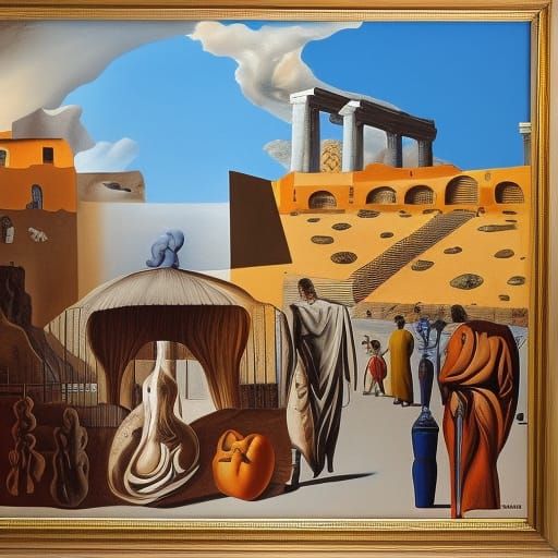 Surreal Roman Market Entrance in Dali Style