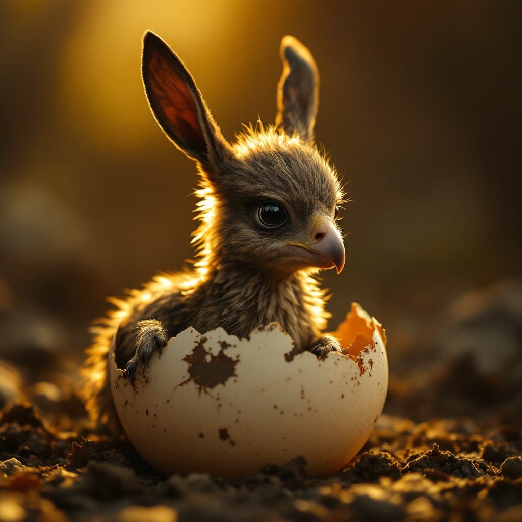 Majestic Eagle-Donkey Hybrid Hatching: A Cinematic Moment