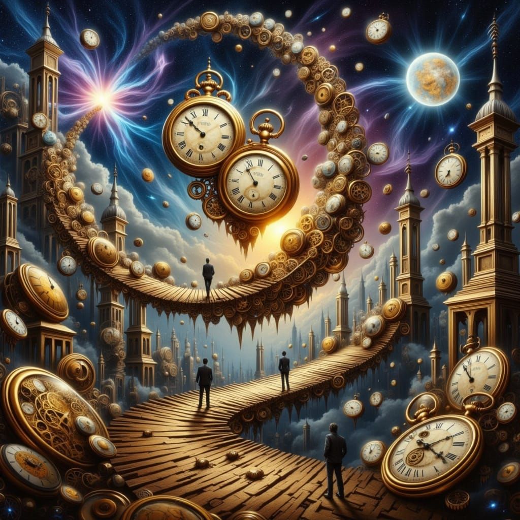 Fractured Cosmic Vista in Surrealist Oil Painting Style