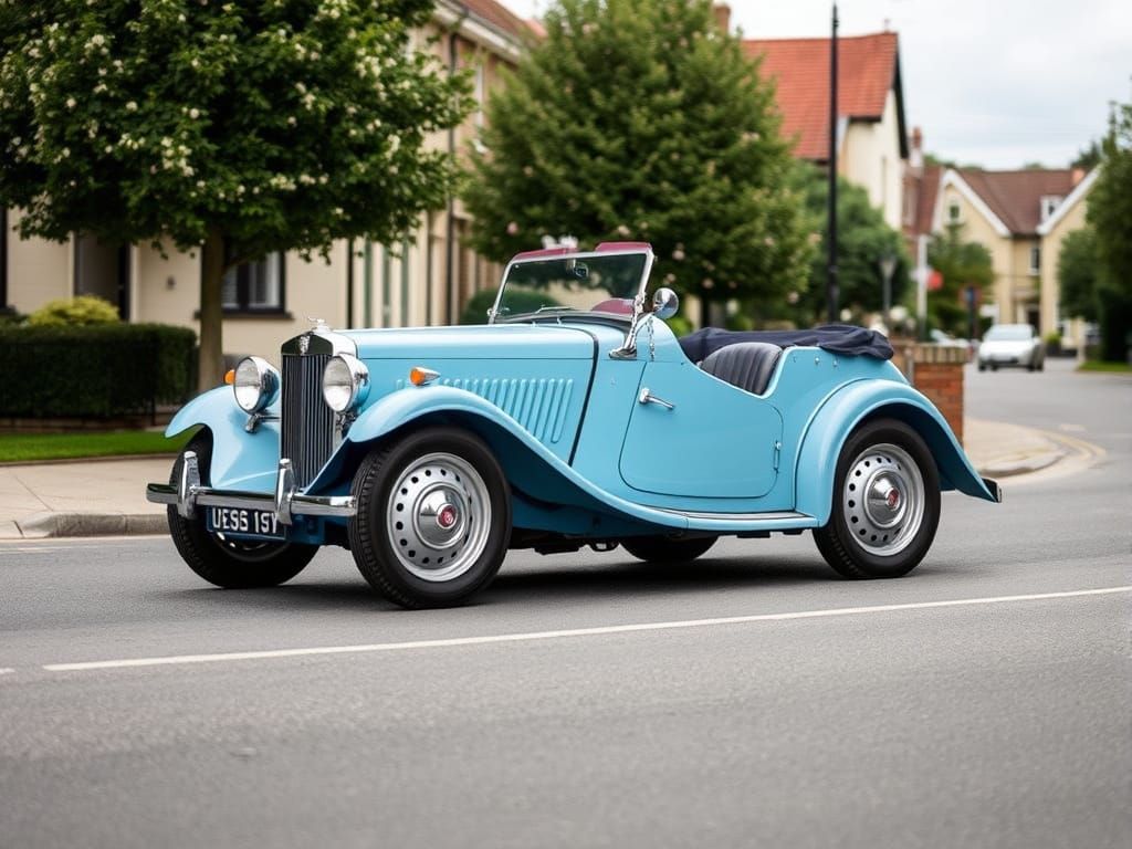 Vintage 1936 MG Midget in a Charming Town Square