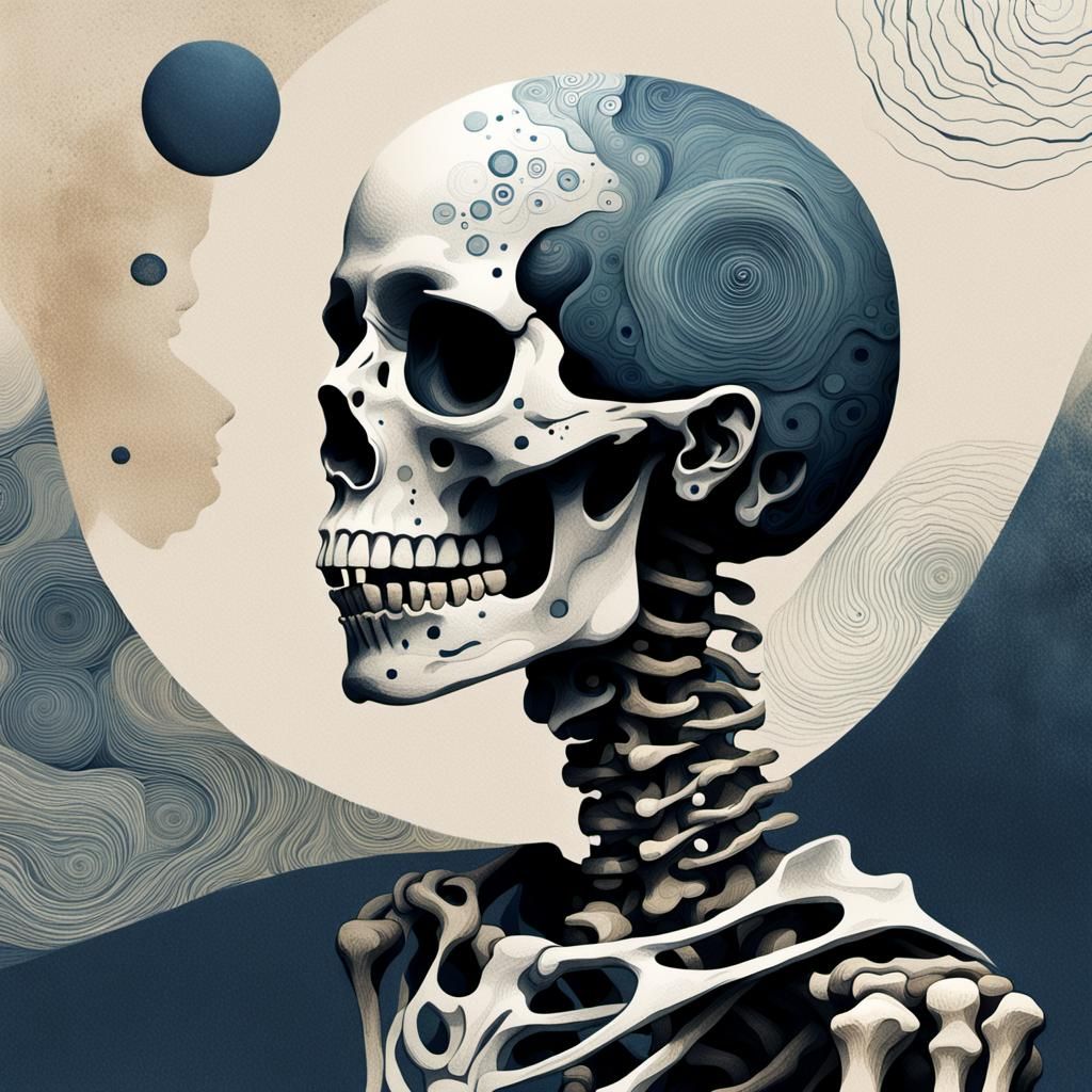 Surreal Memento Mori in Mixed Media Collage