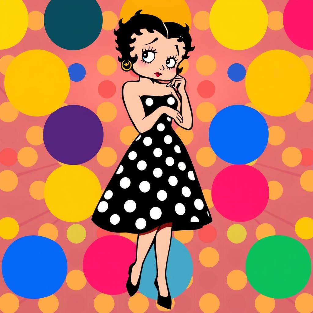 Betty Boop in Pop Art Style Polka Dot Dress