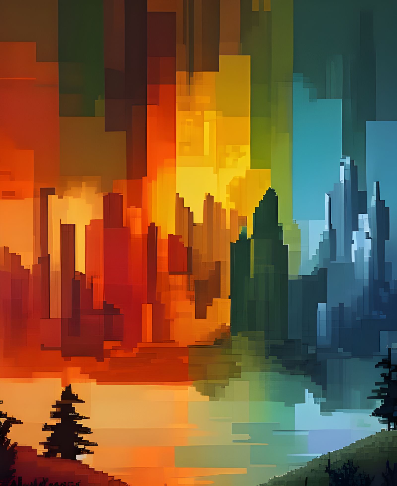 Detailed Pixel Art of Post-Apocalyptic Cityscape