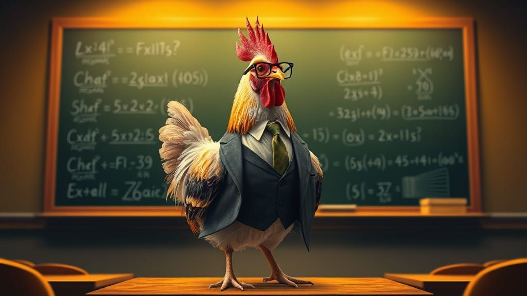 Professor Chicken Lectures: A Cosmic Classroom Scene