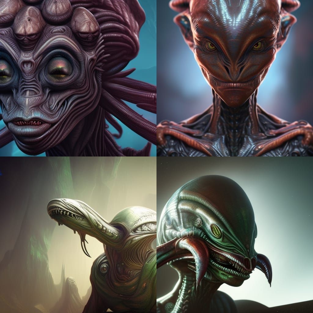 Alien Portrait: Detailed Matte Painting in Deep Color