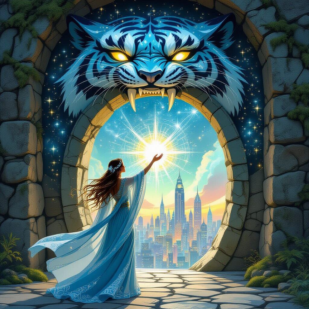 Celestial Priestess Opens Future Megapolis Portal