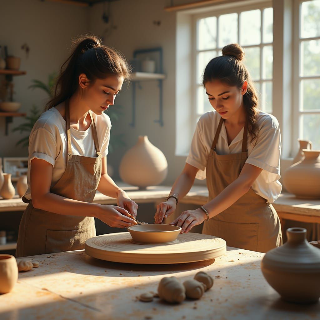 Women in a Futuristic Ceramic Studio
