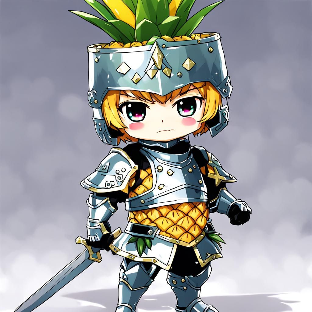 Chibi Pineapple Knight in Anime Style