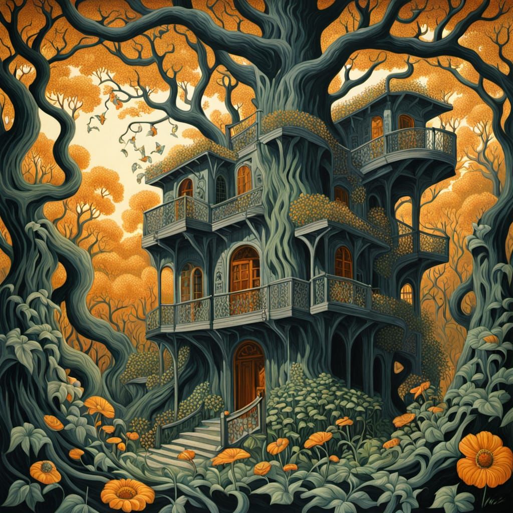 Creepy Garden: A Surreal Digital Painting