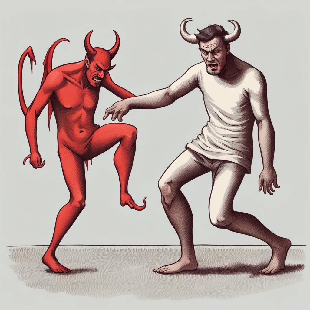 Man's Struggle Against a Demonic Force