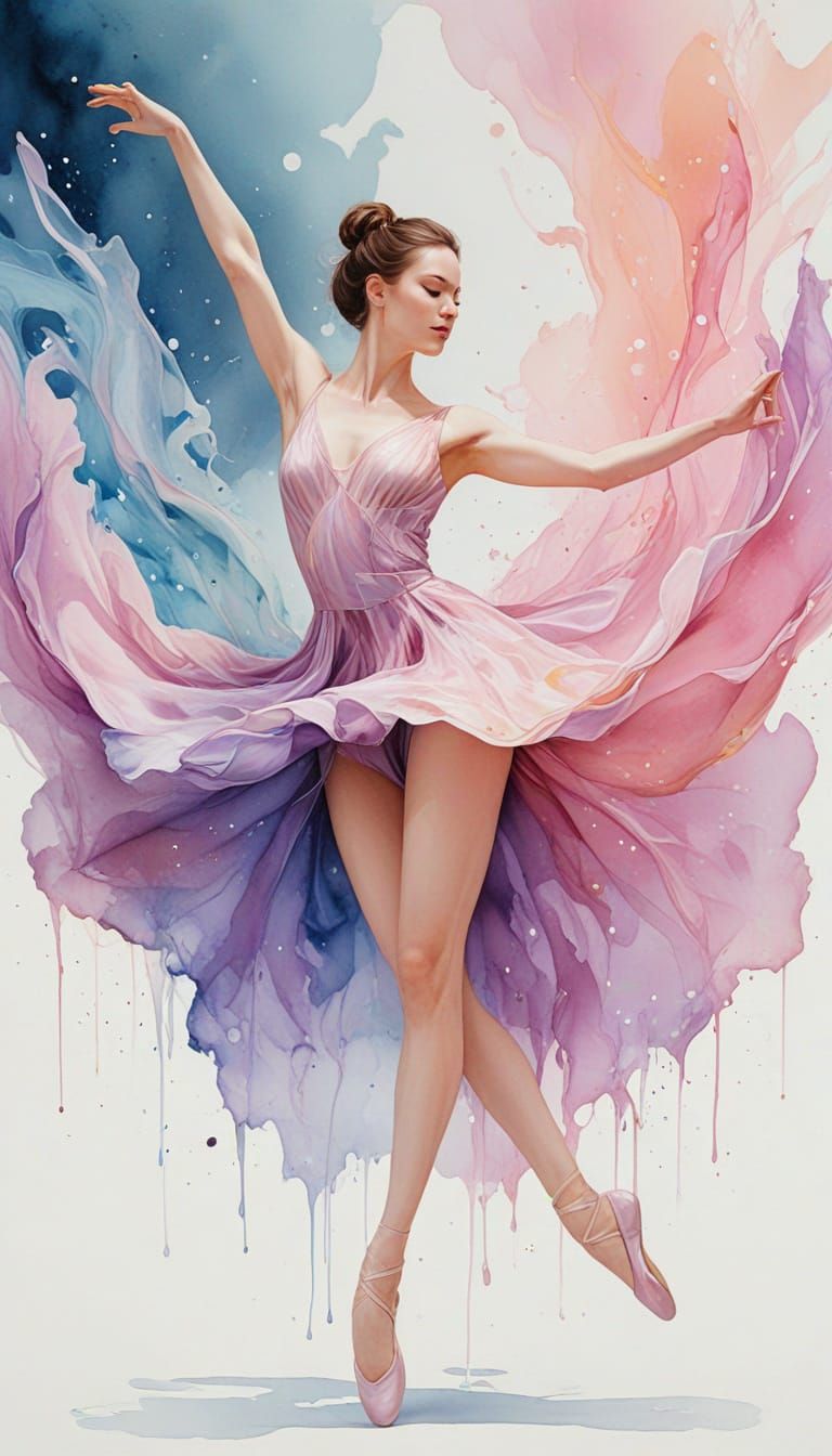 Ethereal Alcohol Ink Ballerina Mid-Pirouette