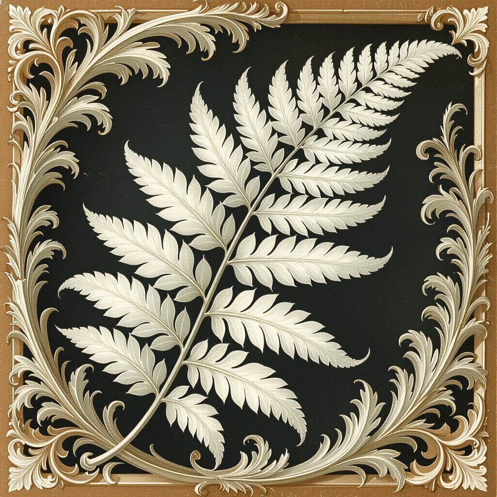 Renaissance Filigree White Fern Leaf with Elegant Curl