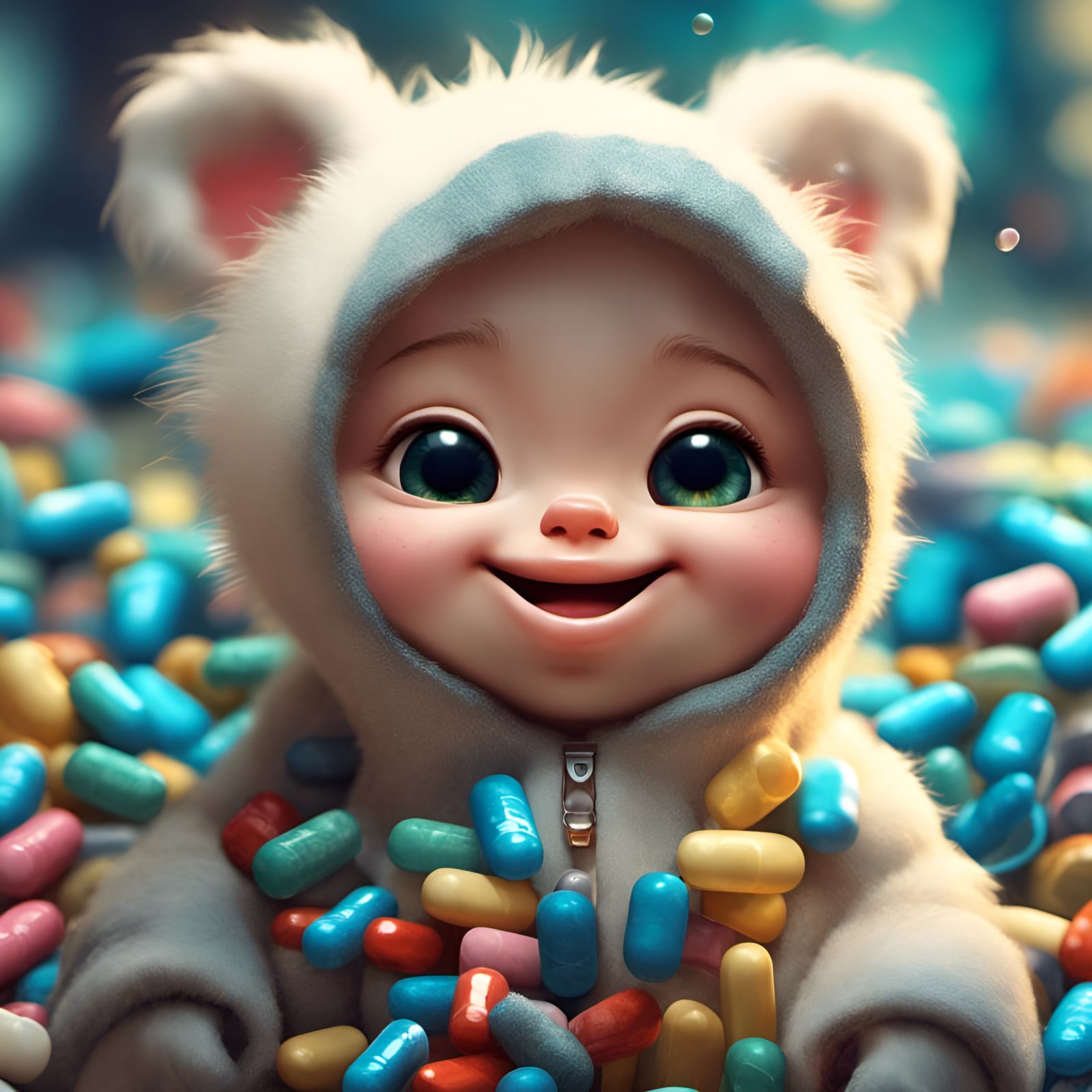 Chibi Pill Portrait with Intricate Details