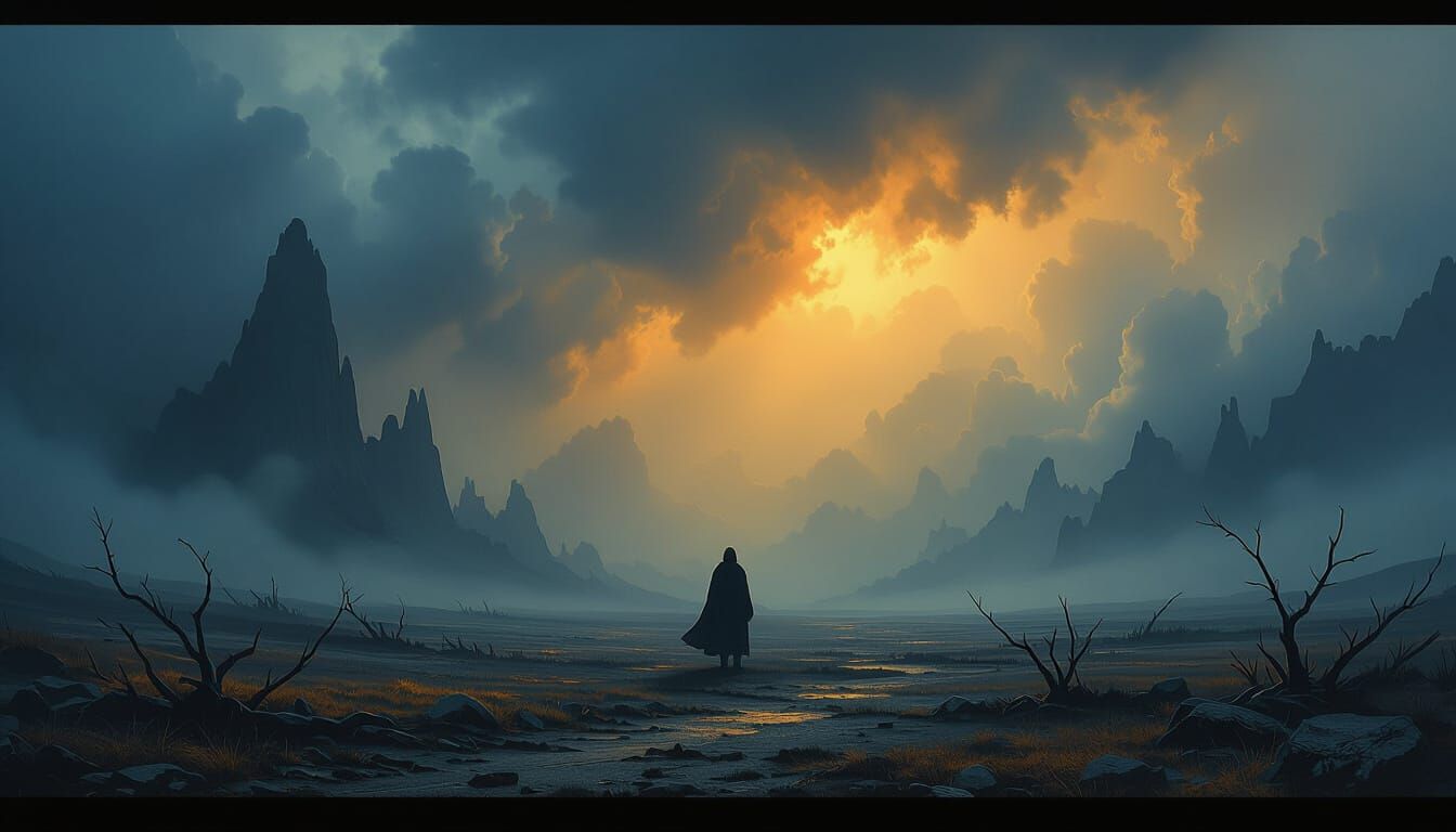 Stormy Landscape Dreamscape in Rutkowski and Mucha Styles