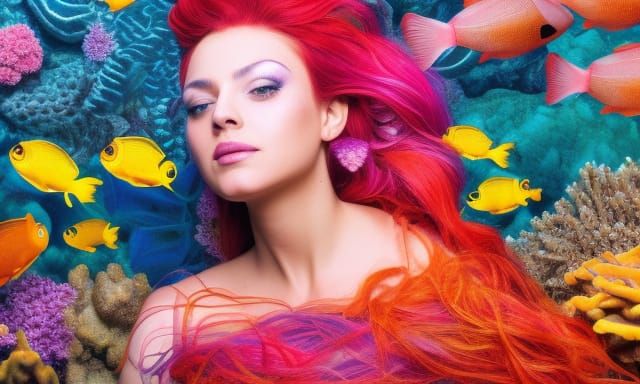 Mermaid Enjoying Sea Life
