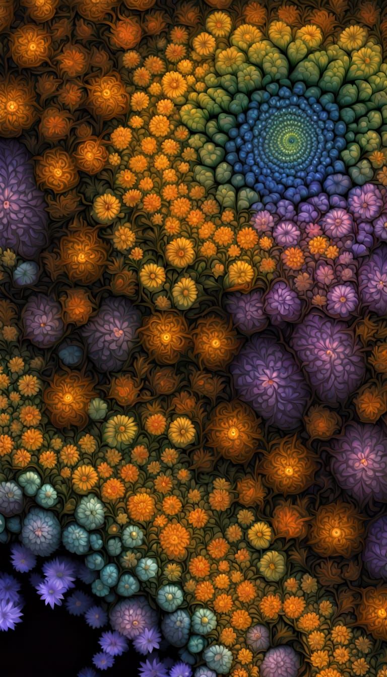 Fractal Garden in Maximalist Digital Art