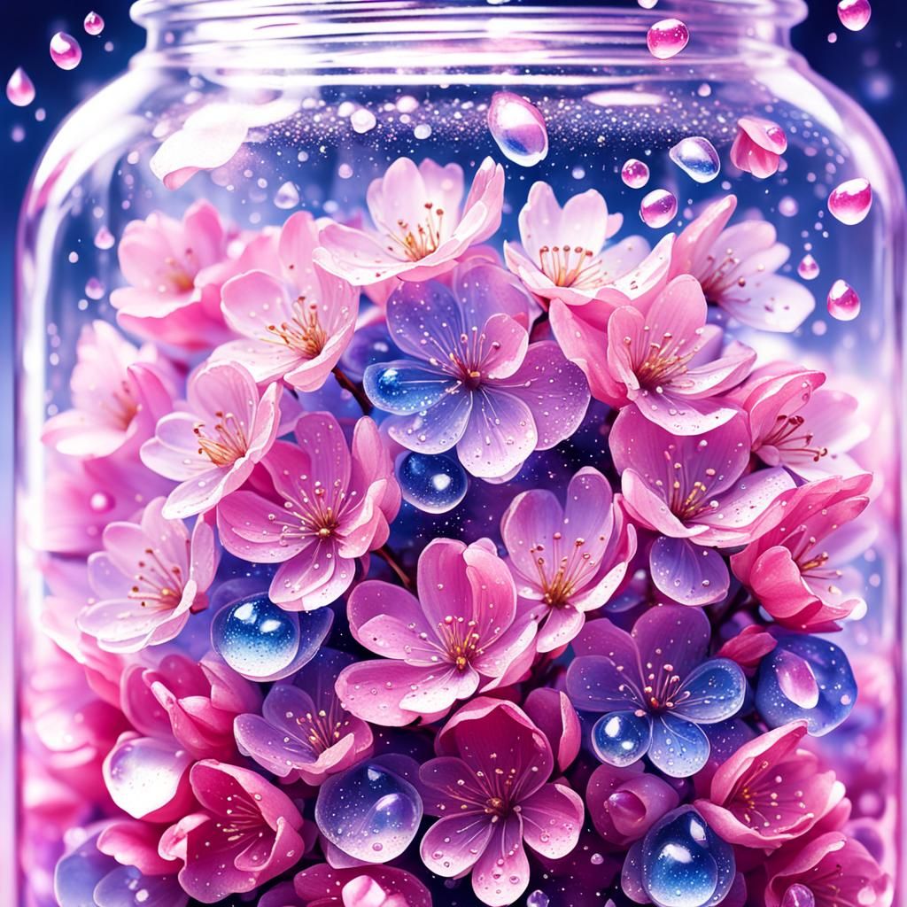 Magic Cherry Blossom Petals in a Glittering Jar