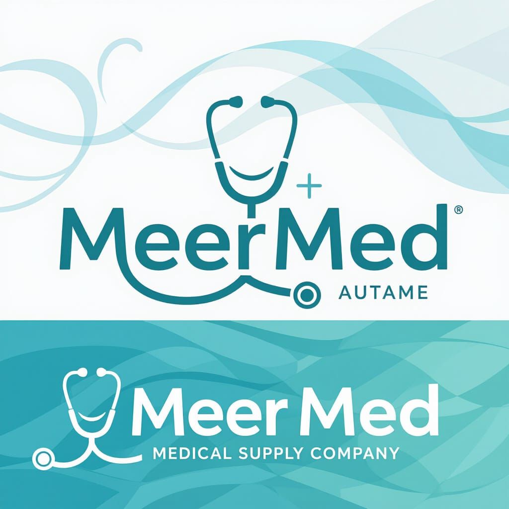 MeerMed Logo: Stethoscope Integrated with Modern Medical Tex...