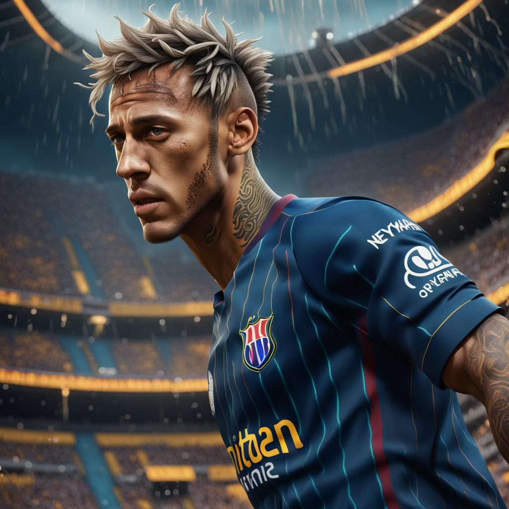Detailed Matte Painting of Neymar in Deep Color