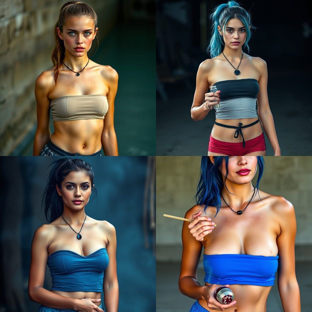 Sweaty Woman Holding Food, High Quality Photo