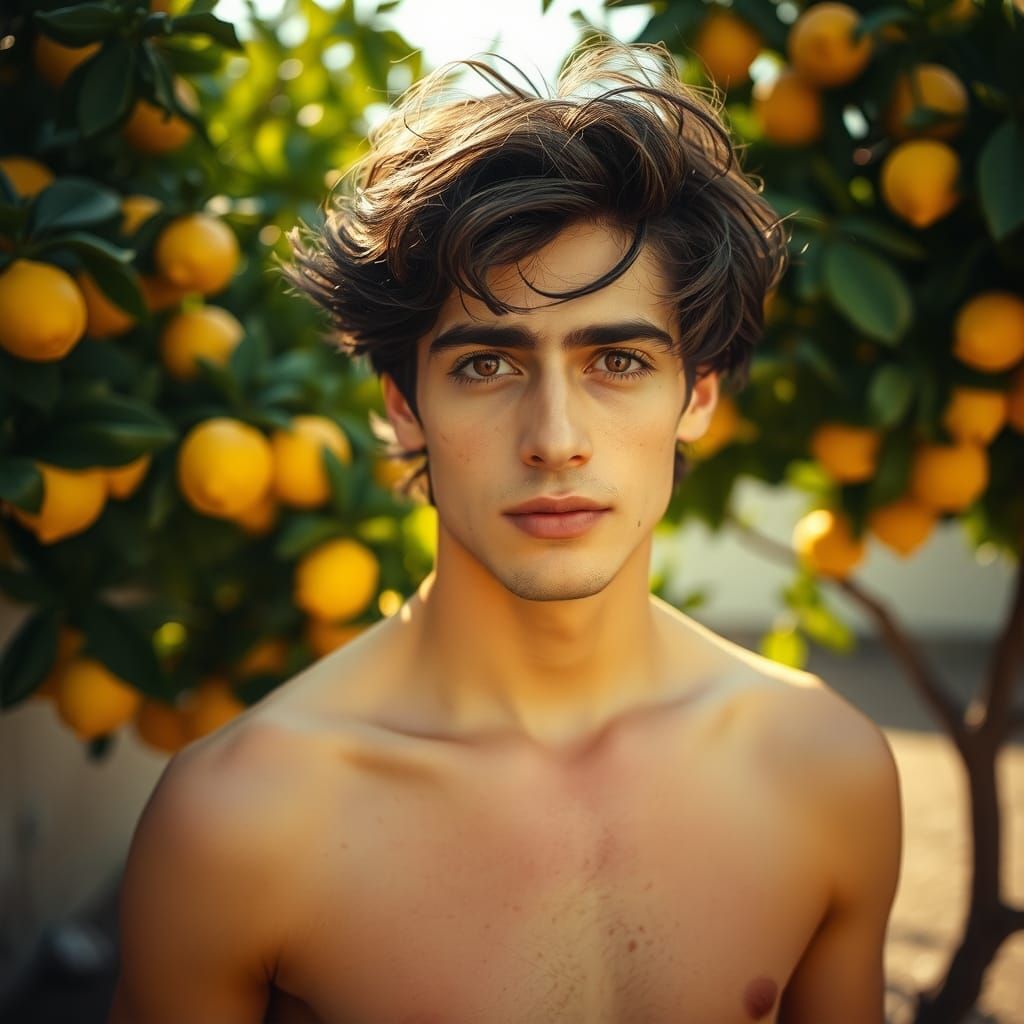 Sicilian Man in Lemon Grove, 35mm Film Style