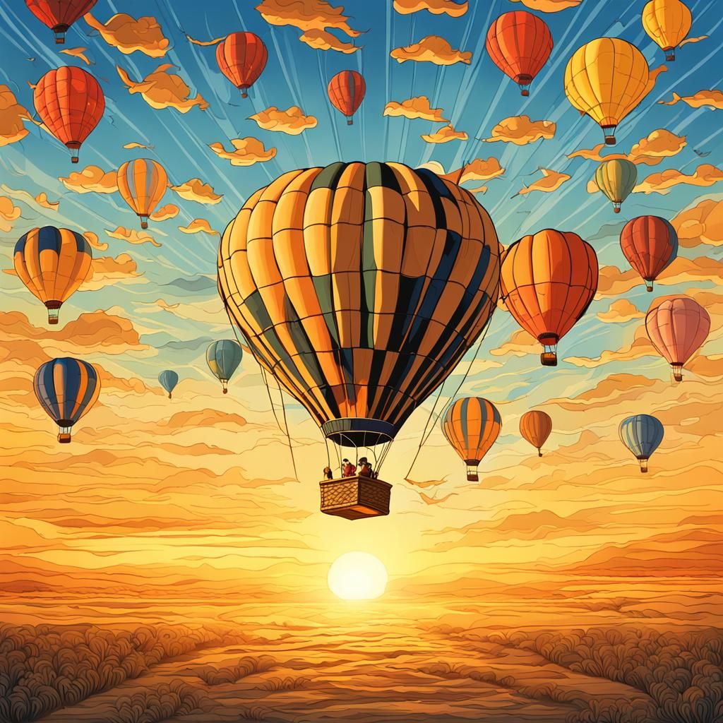 Fantasy Hot Air Balloon with Flying Fish