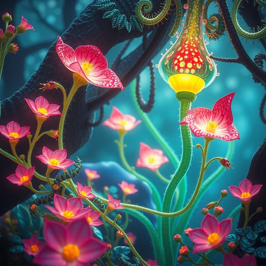 Magical Alien Flora in Fantasy Landscape