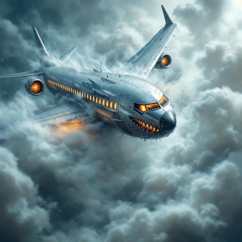 Anthropomorphic 737 Battles a Storm