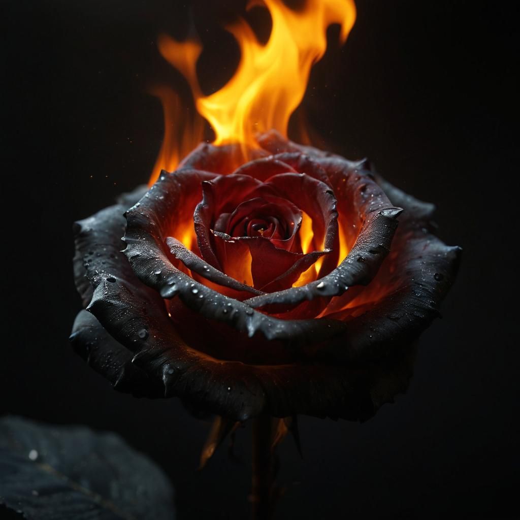 Burning Black Rose: Dark Surrealism in Macro