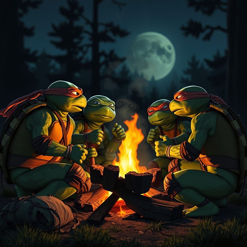 Ninja Turtles Gather Around a Soulful Blues Performance