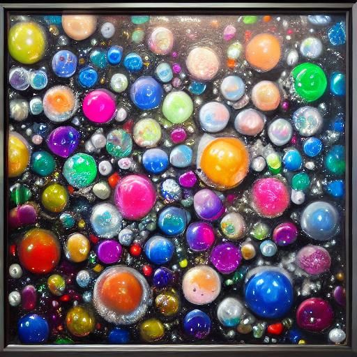 Abstract Graffiti Art with Melted Candles and Marbles