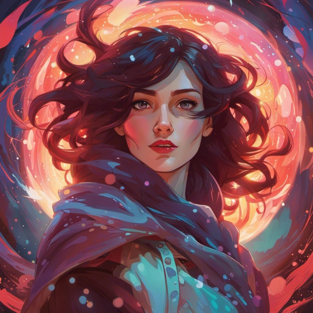 Glowing Woman Portrait in Modern Animation Style