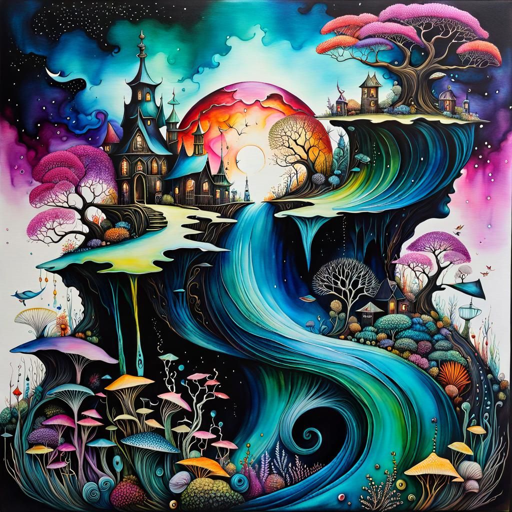 Unearthly Menagerie in Alcohol Ink Surrealism