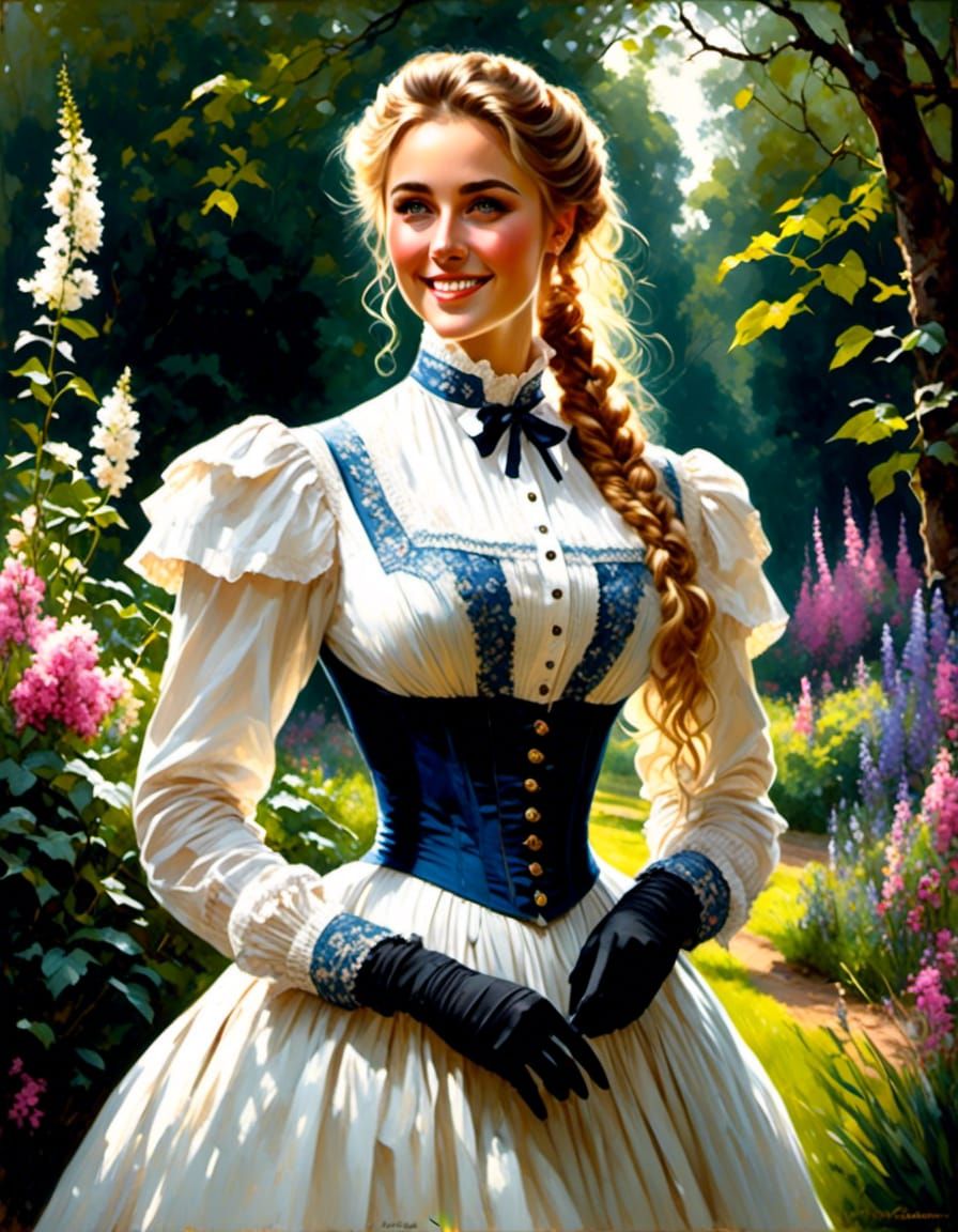 Victorian Woman in Mystic Garden Portrait