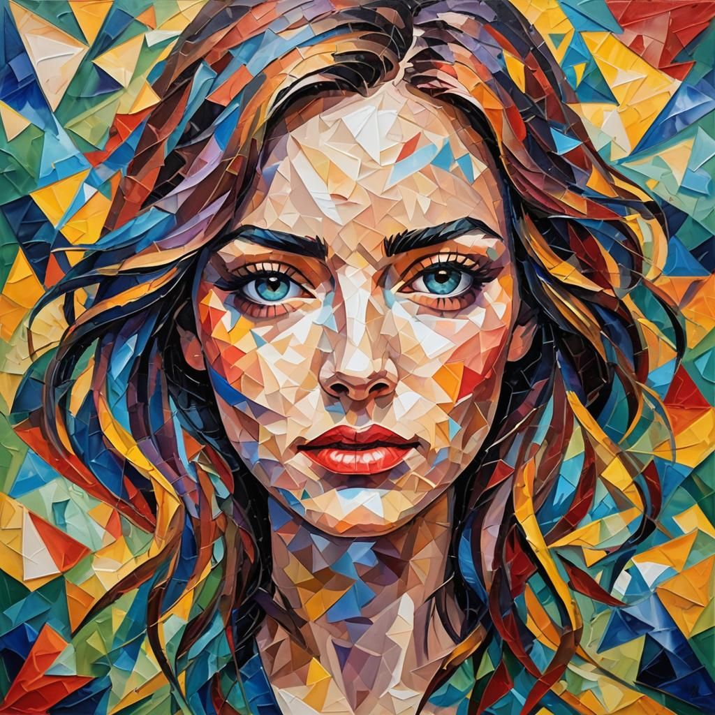 Abstract Portrait of Woman in Expressionist Style