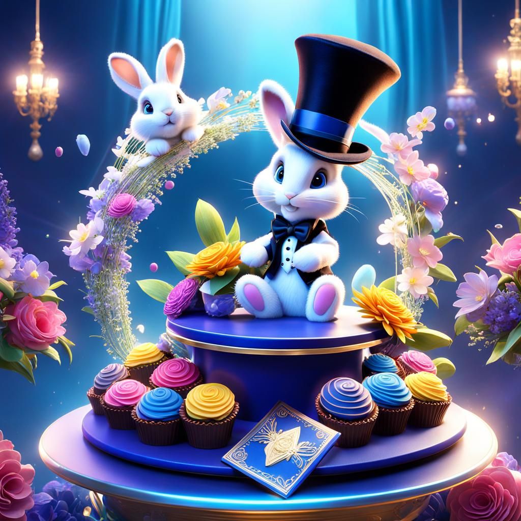 Magician's Delight: Flowers, Chocolates, and Bunny in Hat