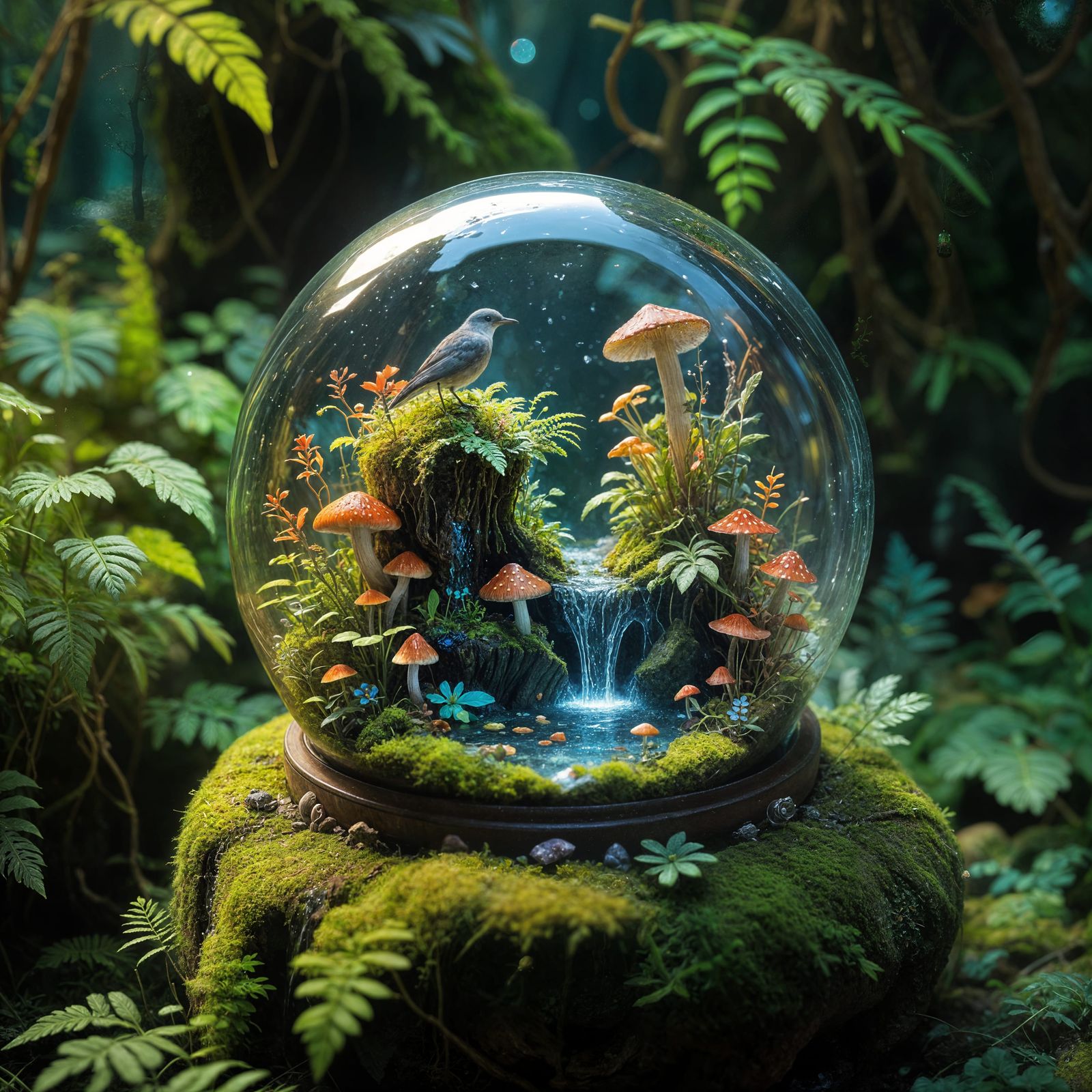 Miniature Jungle World in Glass Vial