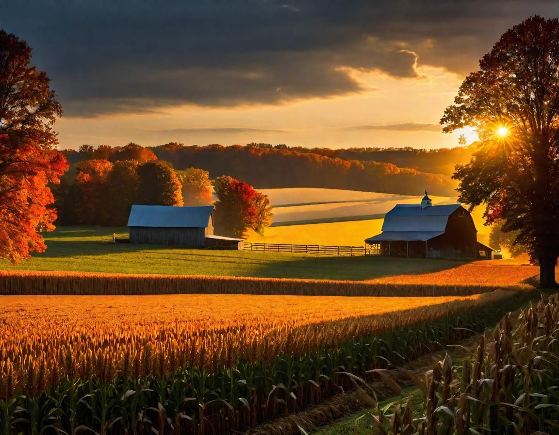 Ohio Amish Autumn Harvest at Magic Hour