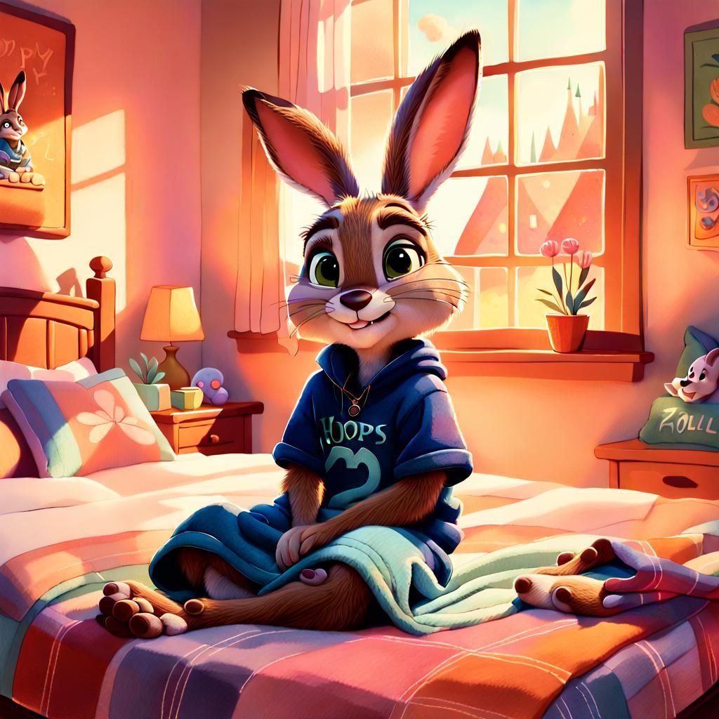 Judy Hopps in Cozy Room, Disney Animation Style