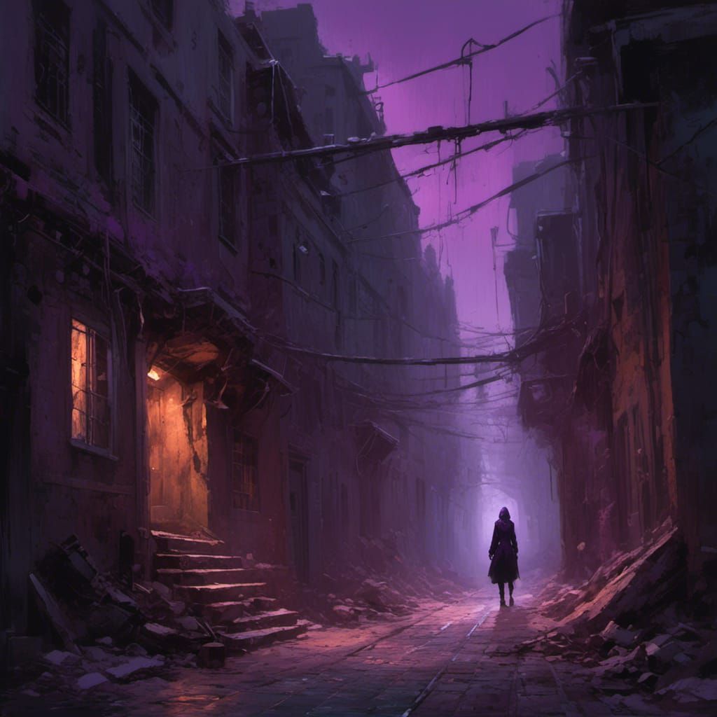 Dark City Alleyway Portal to Purple Void