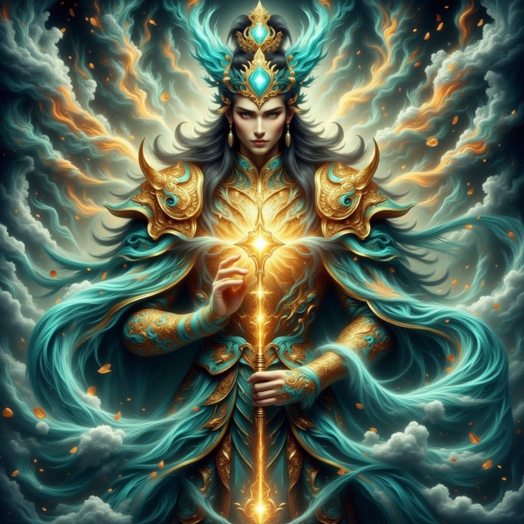 Erlang Shen: A Glowing 3D Anime God Card